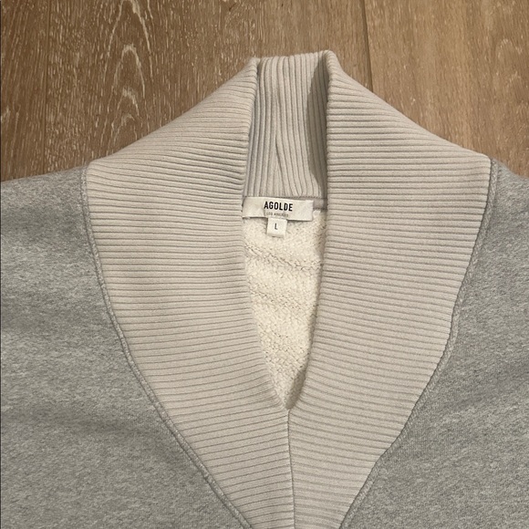Agolde Los Angeles Klara V Neckline Oversized Grey Sweatshirt Size Large - Picture 7 of 11